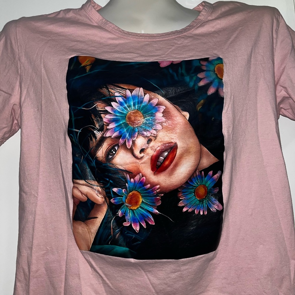 Pink Graphic Romwe T-shirt